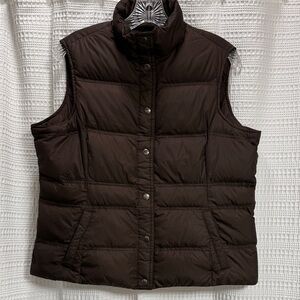 Lands' End Chocolate Brown Down Vest SZ M Petite Gorpcore Streetwear outdoor EUC